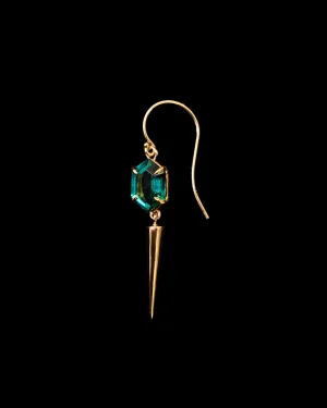 {Single} Green Topaz Cone Drop Earring