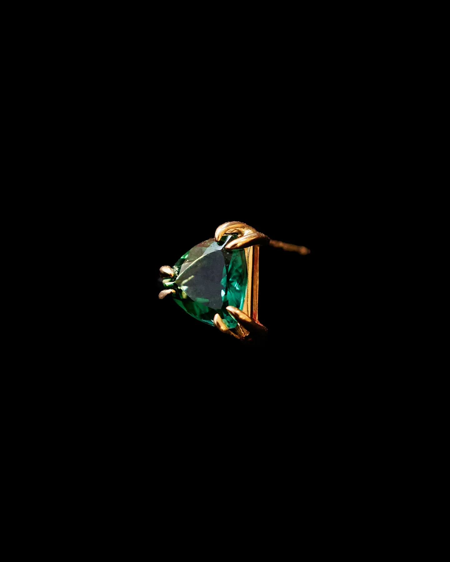 {Single} Green Topaz Trillion Stud Earring