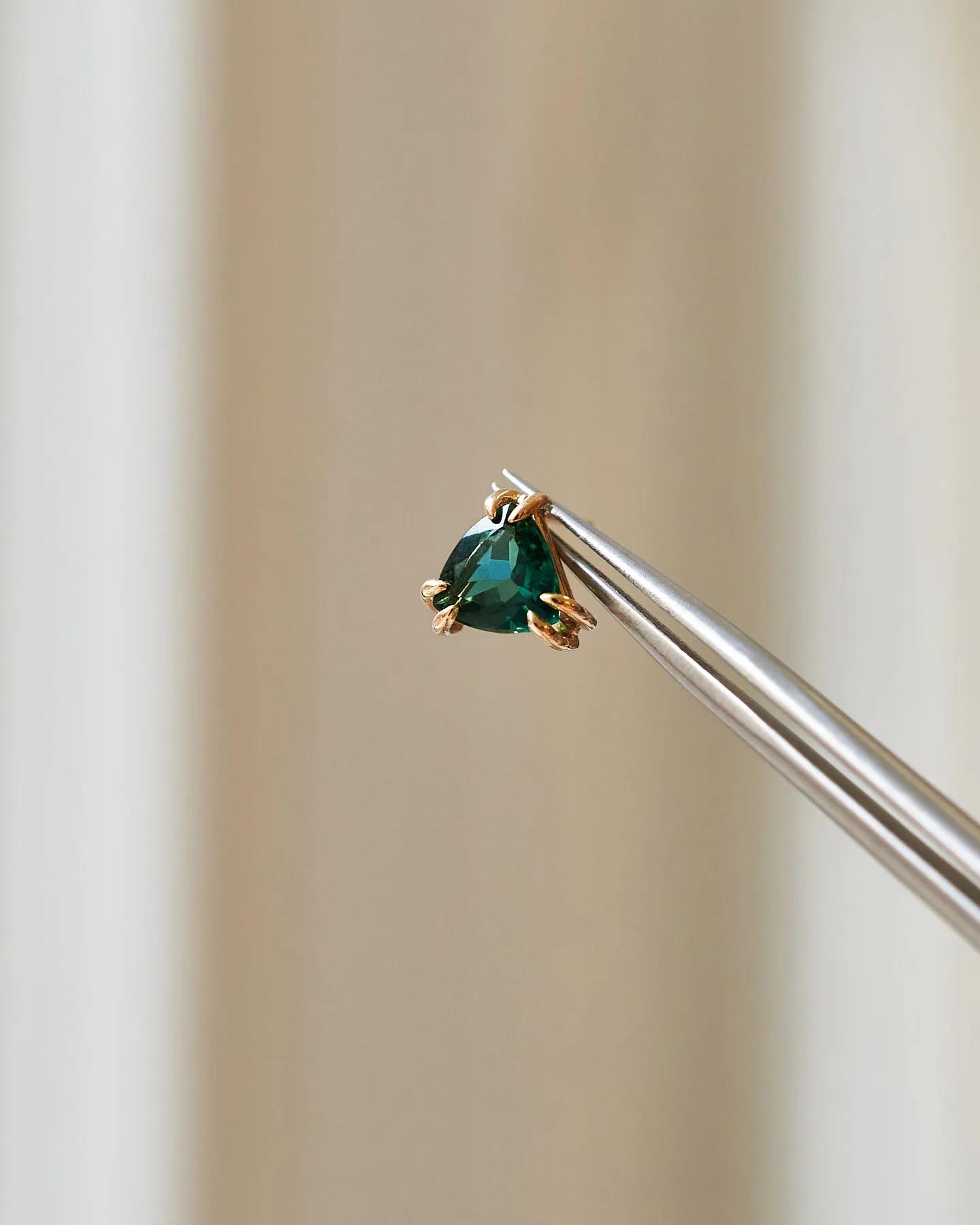 {Single} Green Topaz Trillion Stud Earring