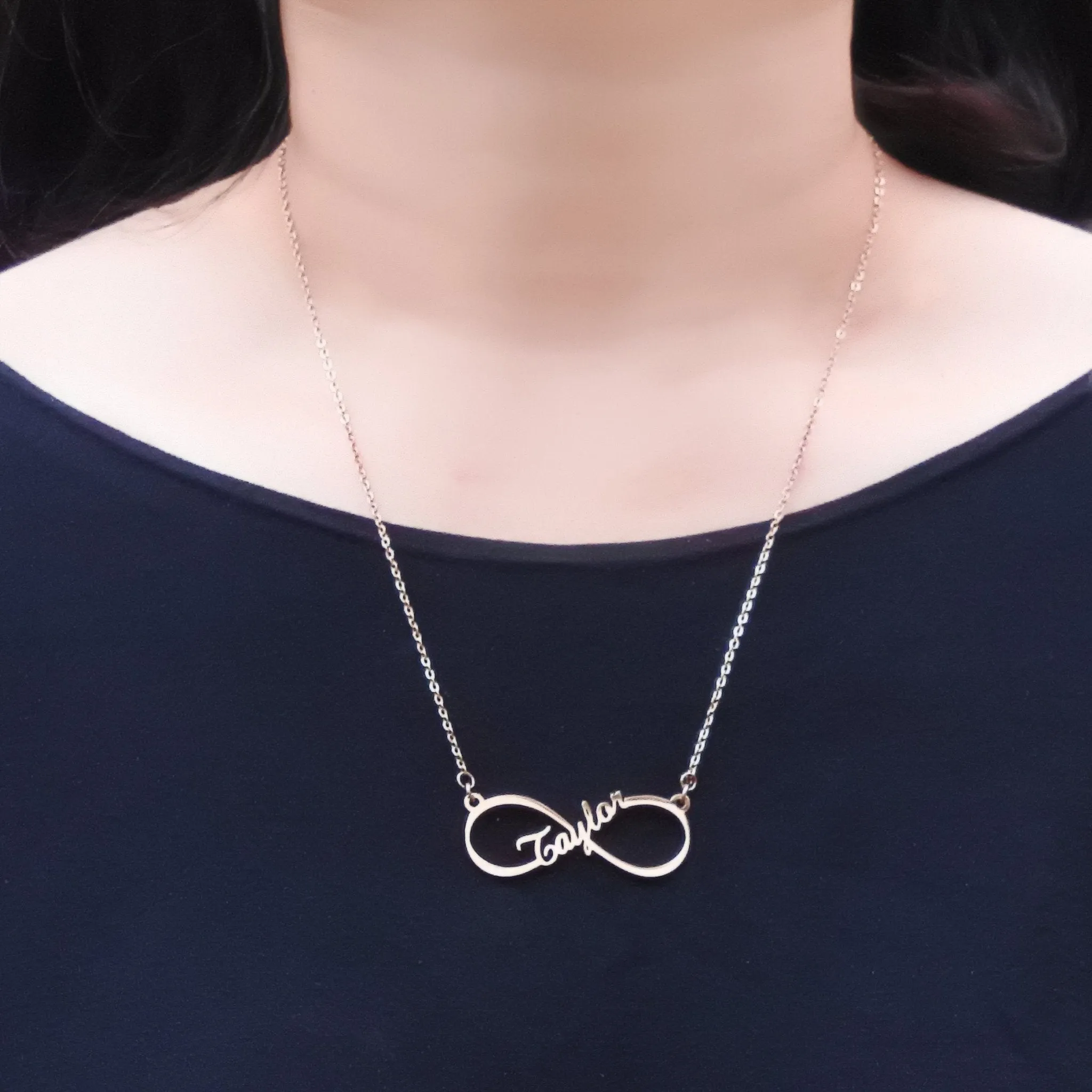 Single Infinity Name Necklace (Birthstone Optional)