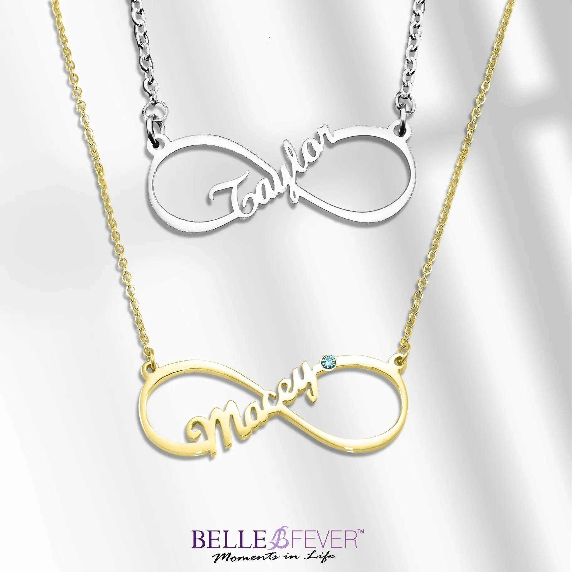 Single Infinity Name Necklace (Birthstone Optional)