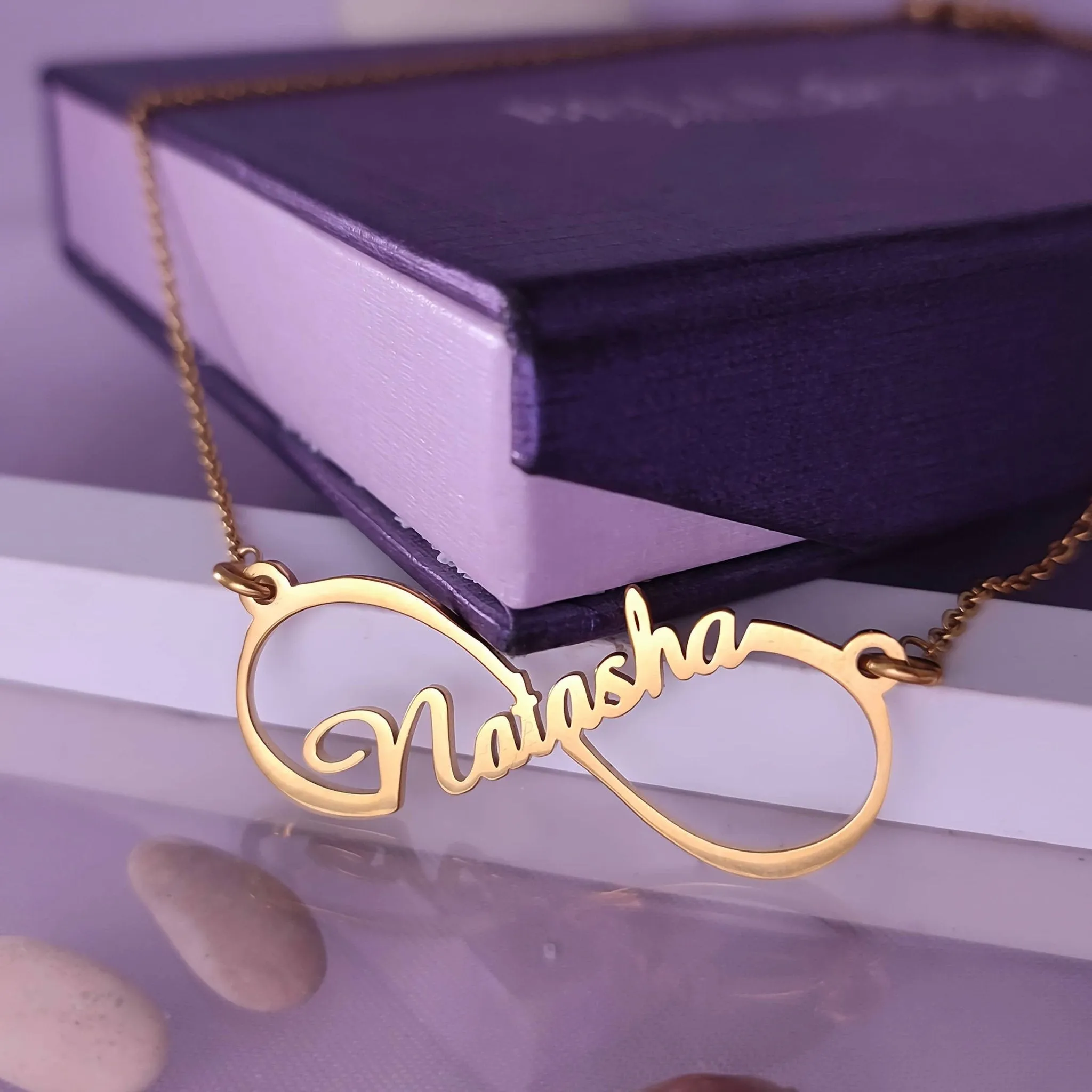 Single Infinity Name Necklace (Birthstone Optional)