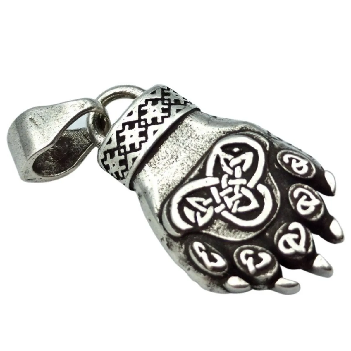 Slavic Bear paw Silver plated pendant
