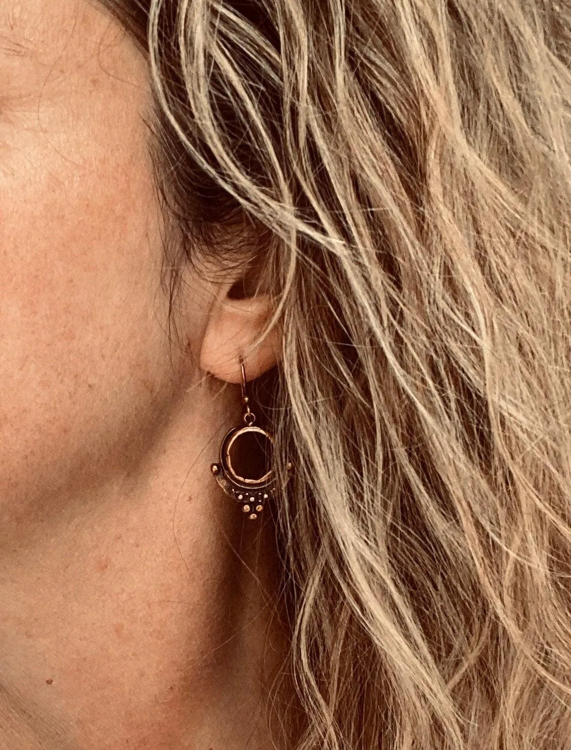 Small Silver Circle Earrings, silver hoop earring, antique silver circle earring, ball accent earring, oxidized silver earring little rustic