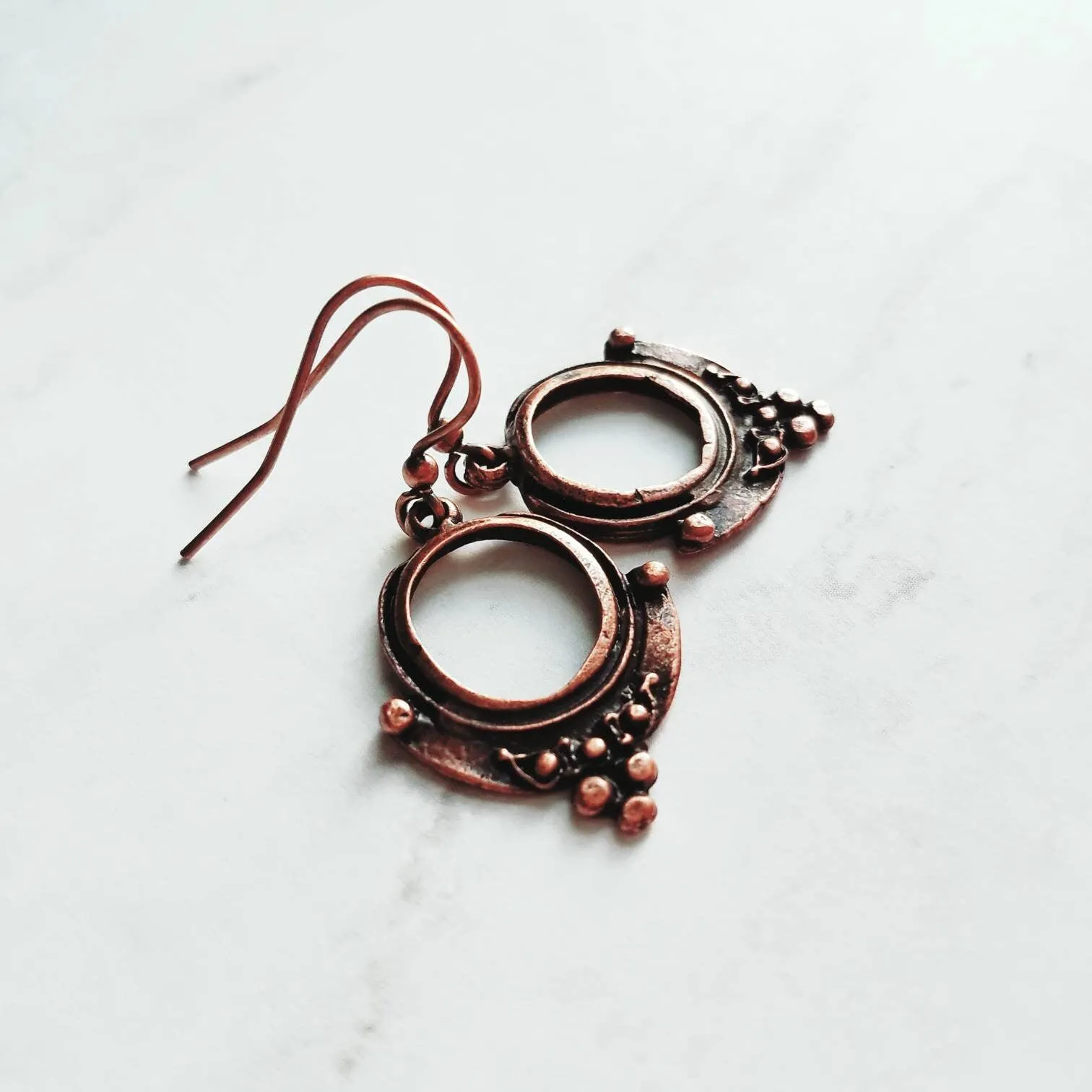 Small Silver Circle Earrings, silver hoop earring, antique silver circle earring, ball accent earring, oxidized silver earring little rustic