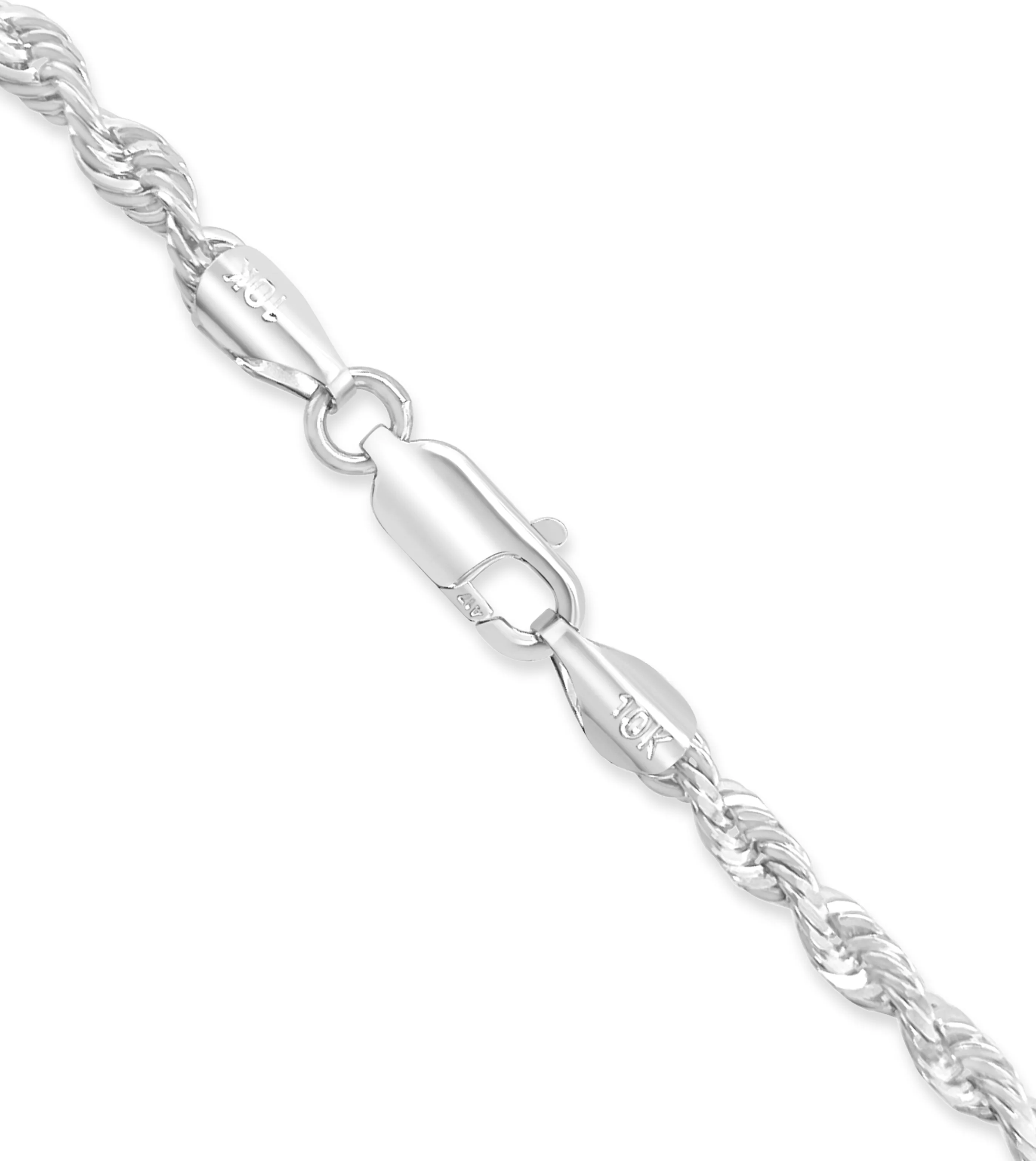 Solid 10k White Gold Rope Chain Necklace
