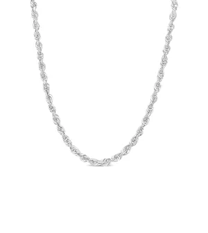 Solid 10k White Gold Rope Chain Necklace