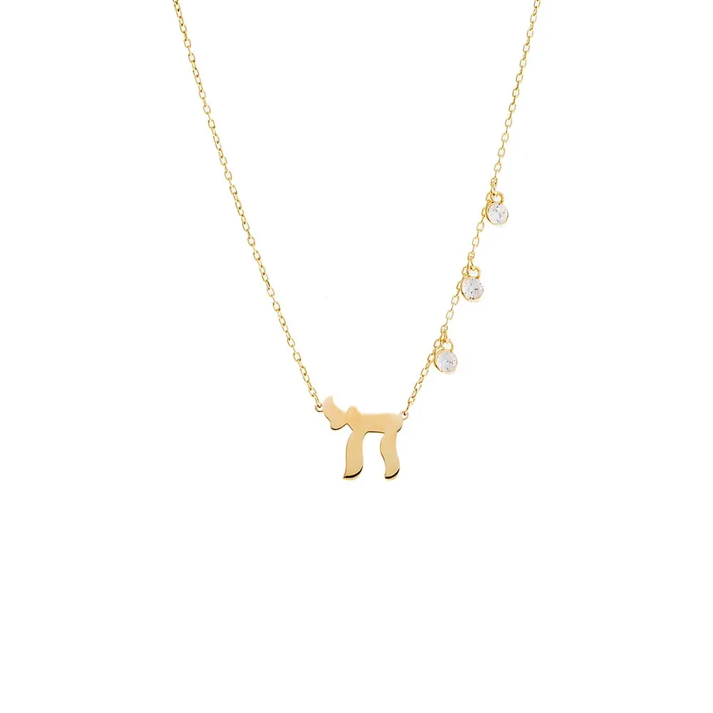 Solid Chai X Dangling CZ Bezel Necklace