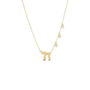 Solid Chai X Dangling CZ Bezel Necklace