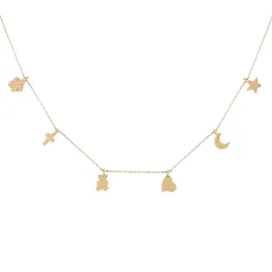 Solid Dainty Charms Necklace 14K