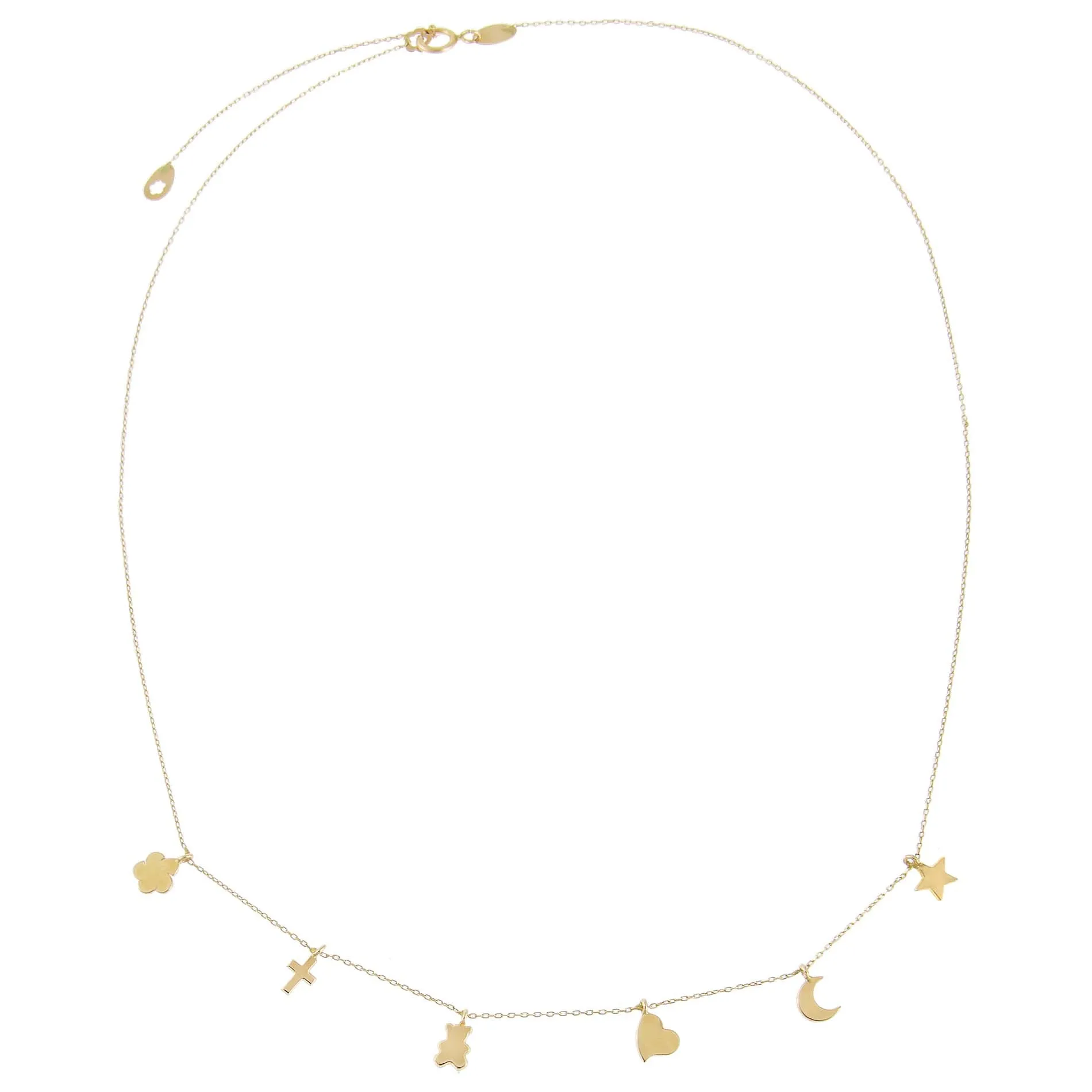Solid Dainty Charms Necklace 14K
