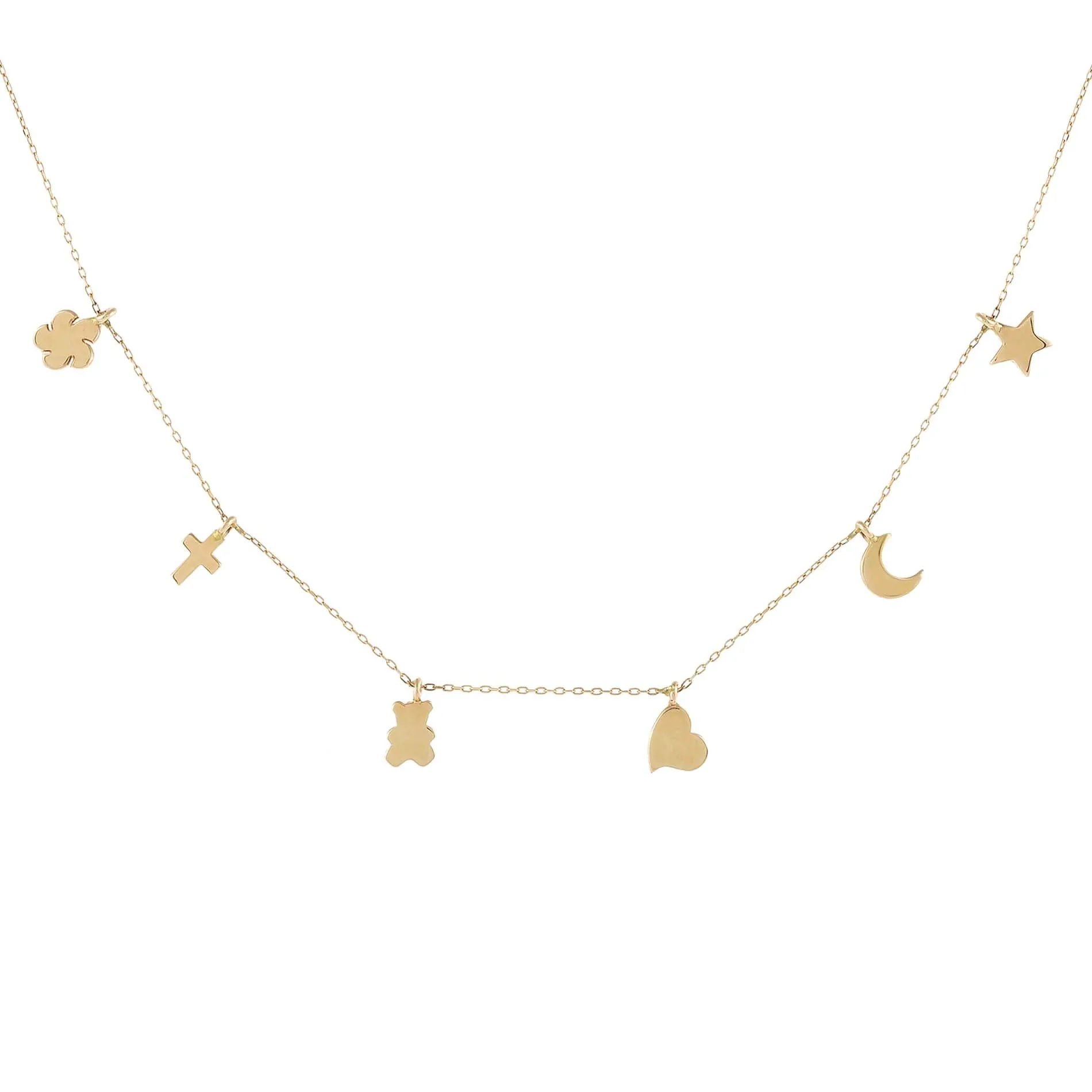 Solid Dainty Charms Necklace 14K