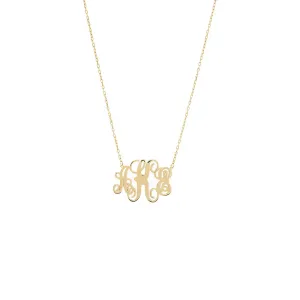 Solid Script Monogram Pendant Necklace