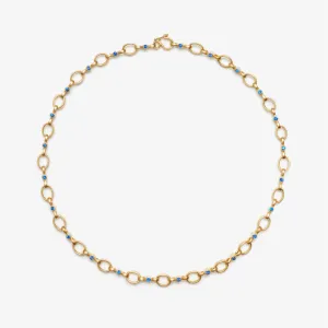 Sonoma "Clare" Diamond and Blue Sapphire Necklace in 20K Peach Gold