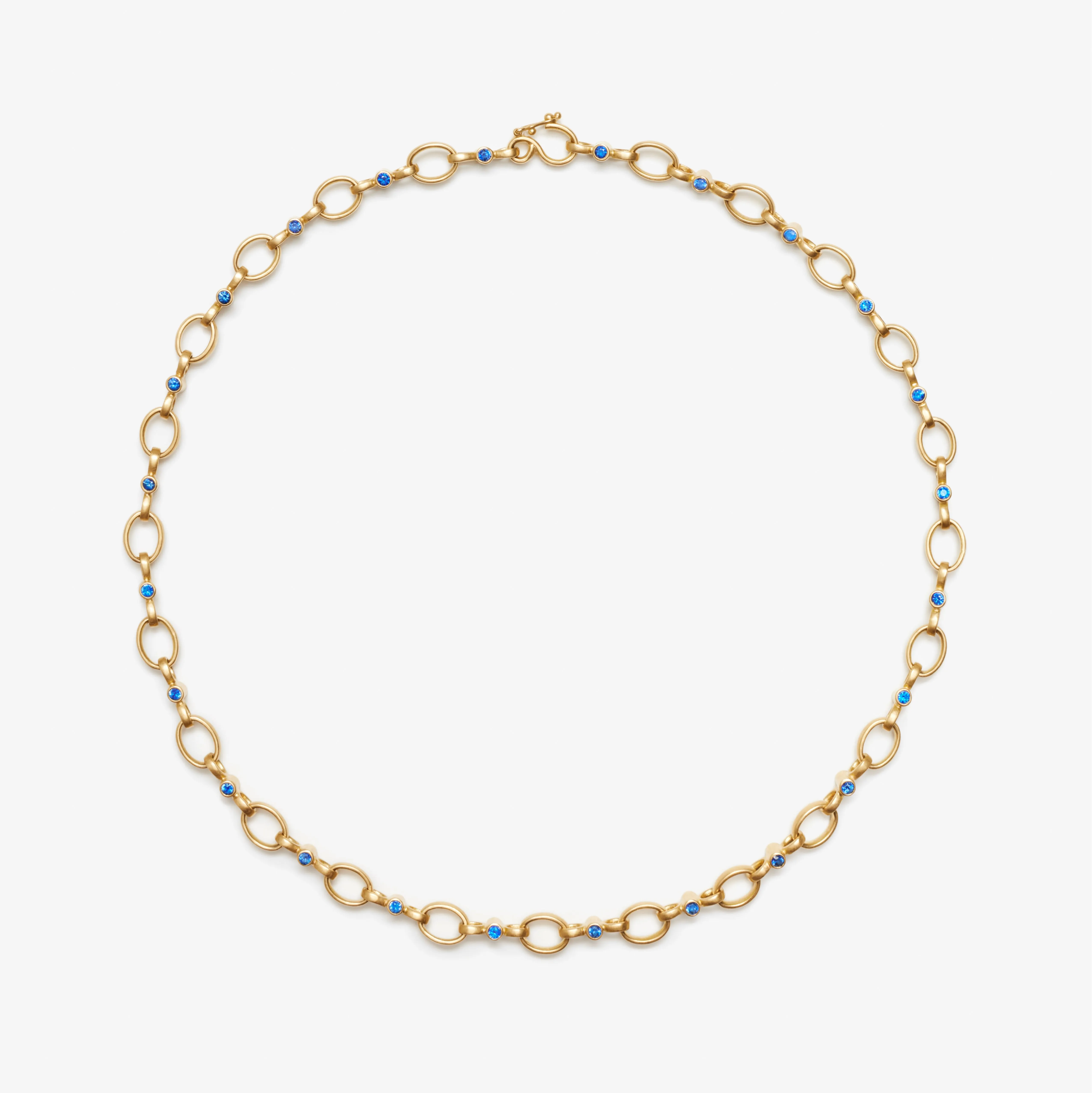 Sonoma "Clare" Diamond and Blue Sapphire Necklace in 20K Peach Gold