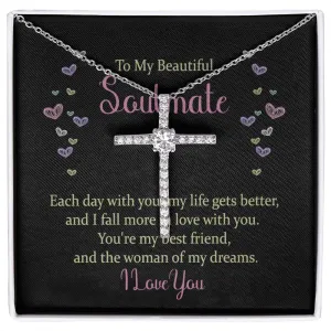 Soulmate Crystal Cross Necklace-Each day with you
