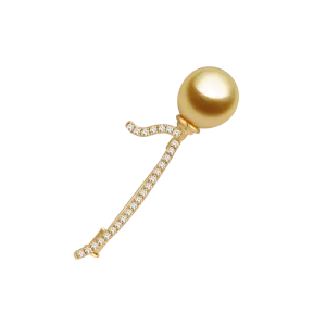 South Sea Golden Pearl 18K Gold Golden Balloon Diamonds Brooch