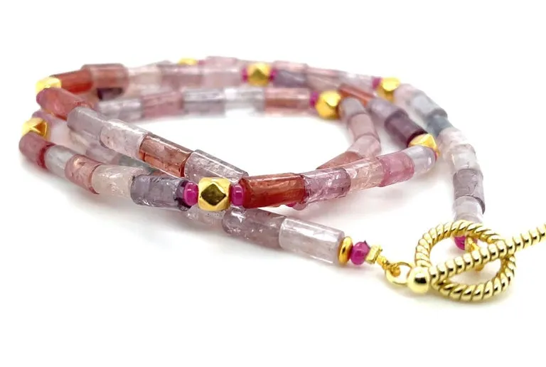 Spinel Beaded Necklace with 18k Yellow Gold Accents and Clasp, 20 Inches