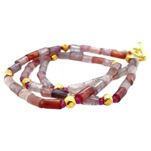 Spinel Beaded Necklace with 18k Yellow Gold Accents and Clasp, 20 Inches