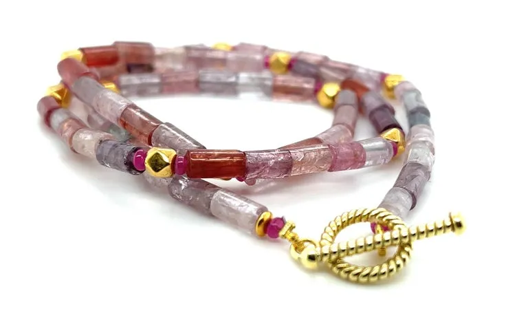 Spinel Beaded Necklace with 18k Yellow Gold Accents and Clasp, 20 Inches