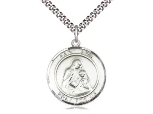 St. Ann Sterling Pendant with Rhodium Chain
