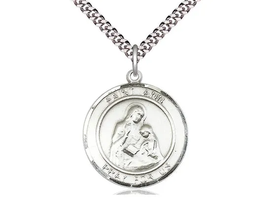 St. Ann Sterling Pendant with Rhodium Chain