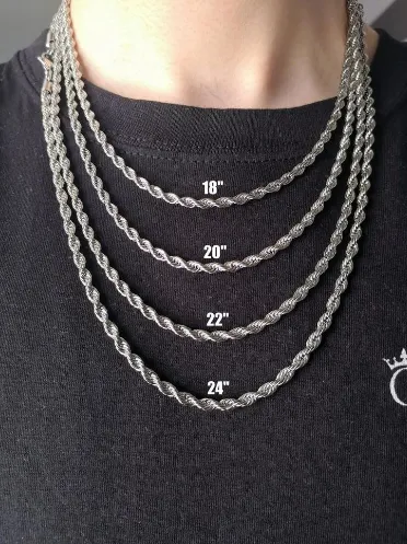 Stainless Steel Rope Chains 2/3/4/5mm Necklaces