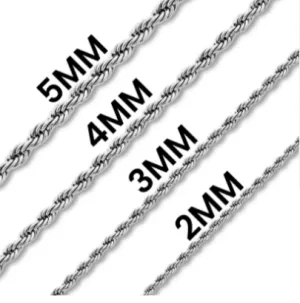Stainless Steel Rope Chains 2/3/4/5mm Necklaces