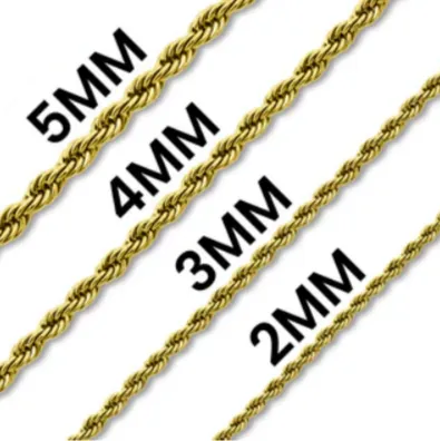 Stainless Steel Rope Chains 2/3/4/5mm Necklaces