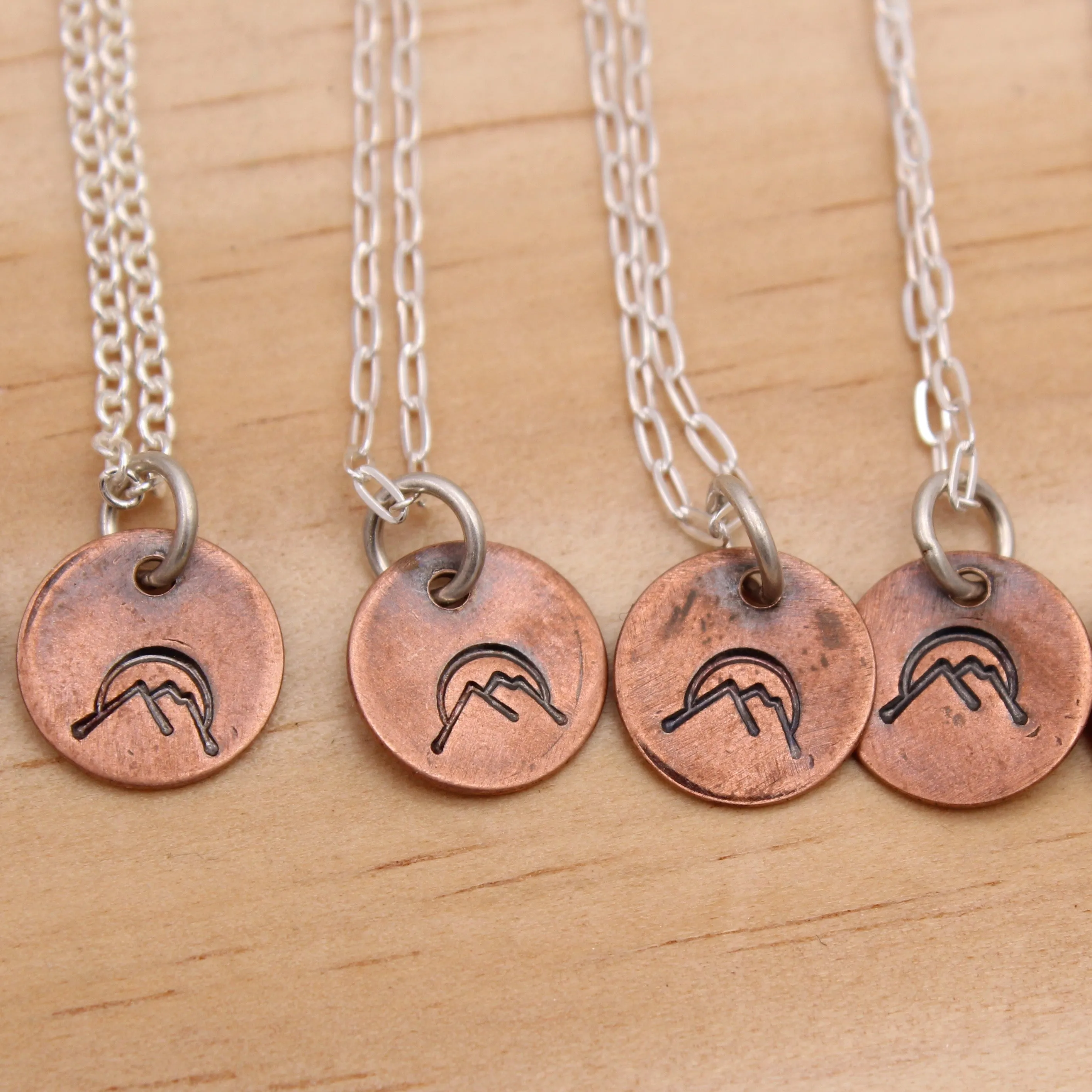 Stamped Copper Necklace - Mountains