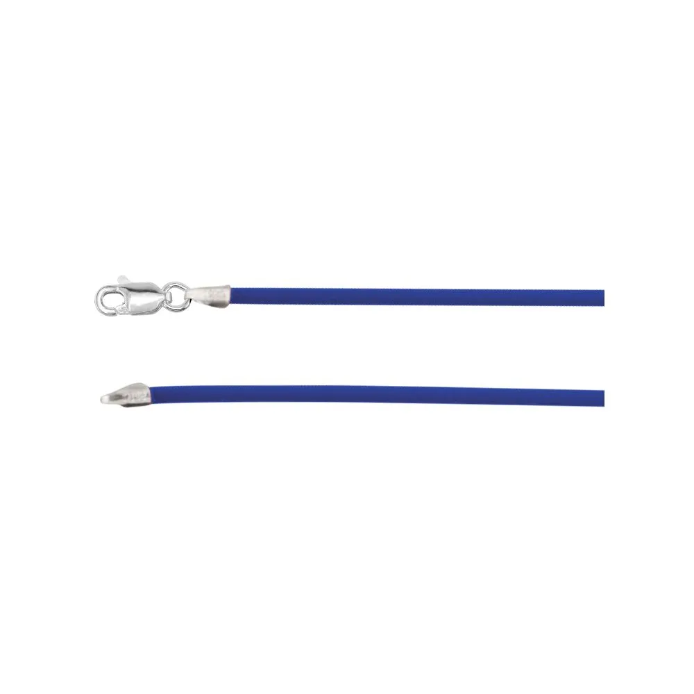 Sterling Silver 1.5mm Cobalt Blue Rubber Cord Necklace