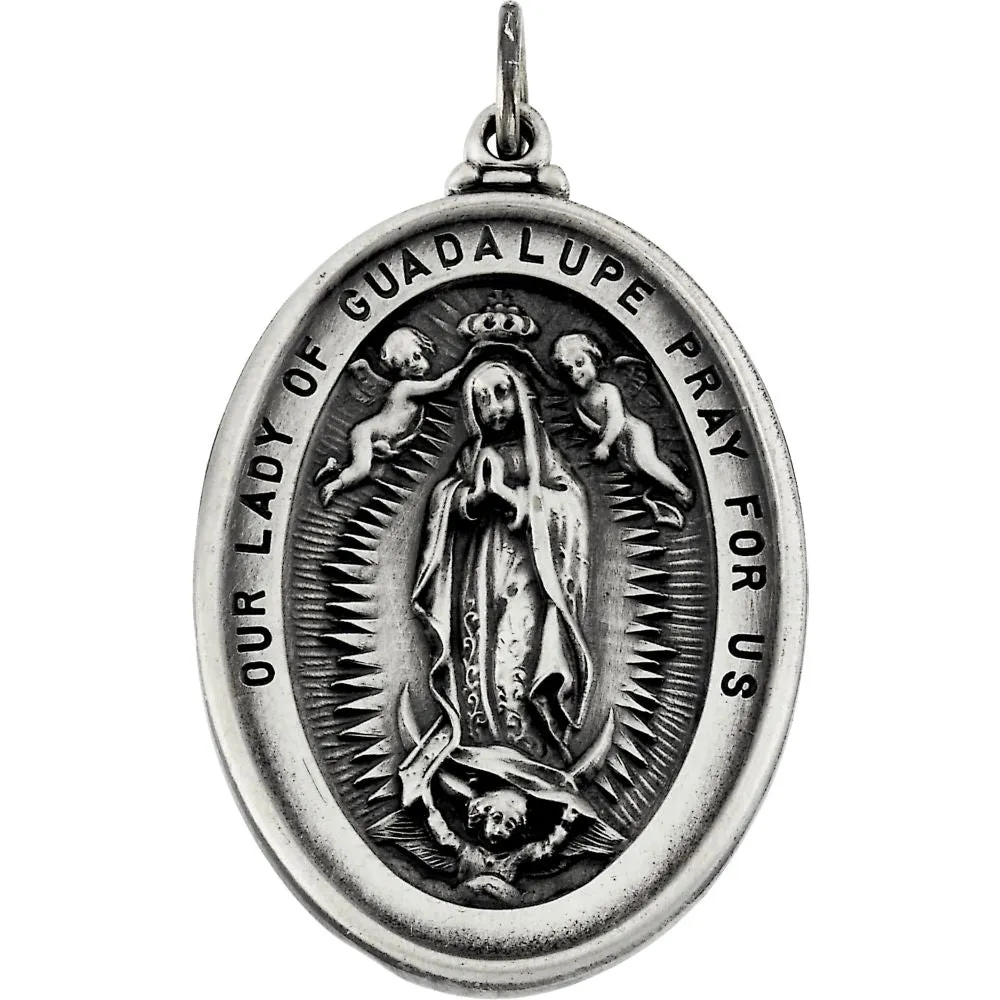 Sterling Silver 34.25x25.75mm Our Lady Of Guadalupe Medal