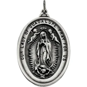 Sterling Silver 34.25x25.75mm Our Lady Of Guadalupe Medal