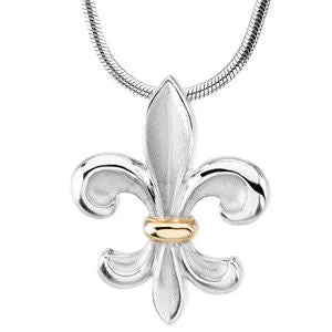 Sterling Silver & 14k Yellow Gold Fleur-de-lis Necklace