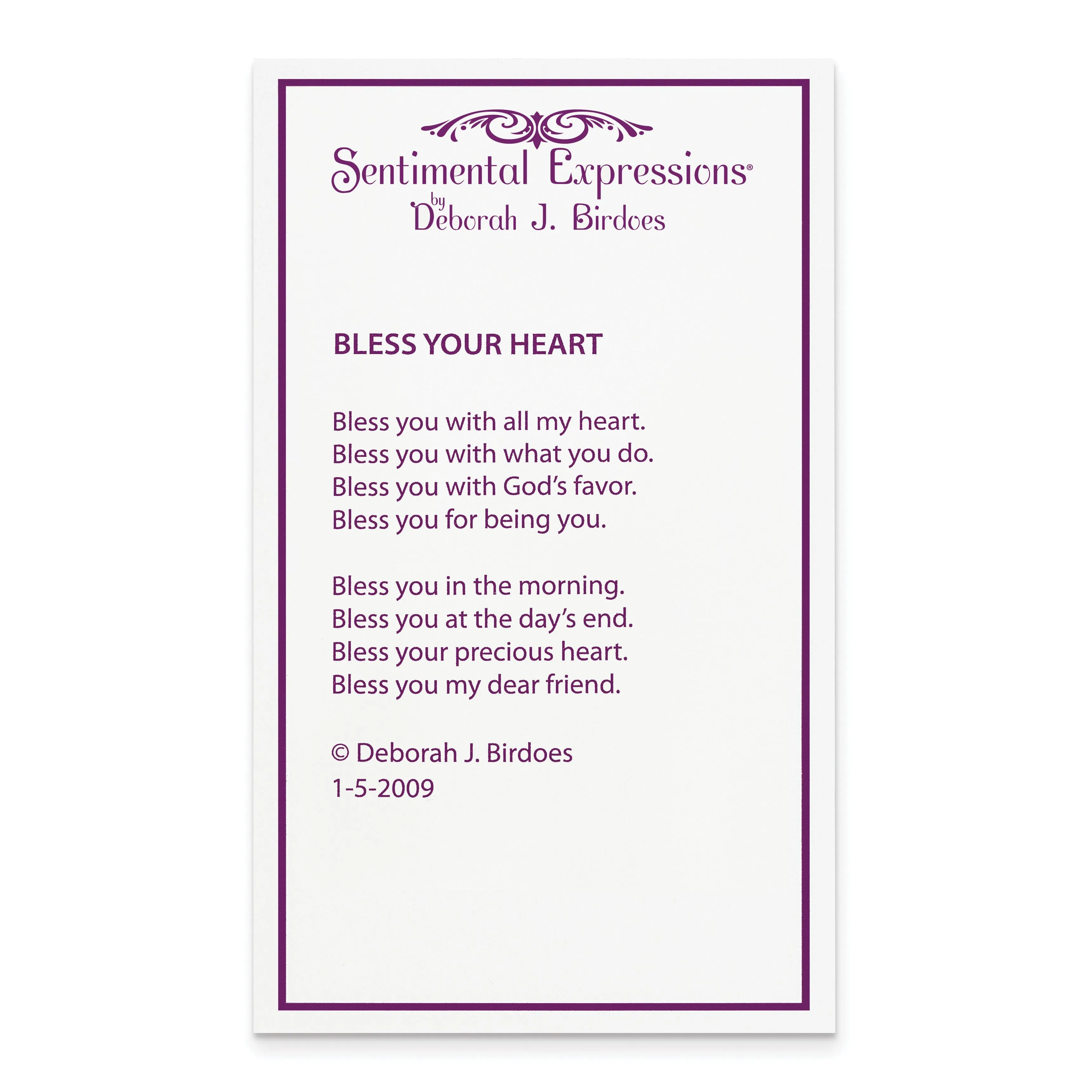 Sterling Silver Bless Your Heart Necklace