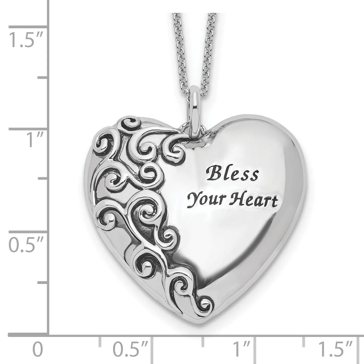 Sterling Silver Bless Your Heart Necklace