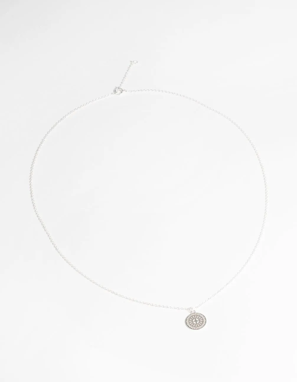 Sterling Silver Circular Stamp Necklace