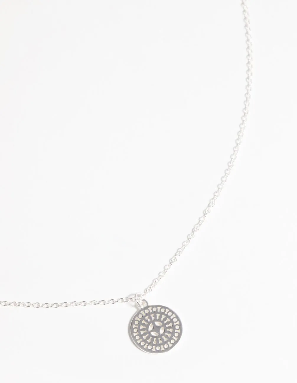 Sterling Silver Circular Stamp Necklace