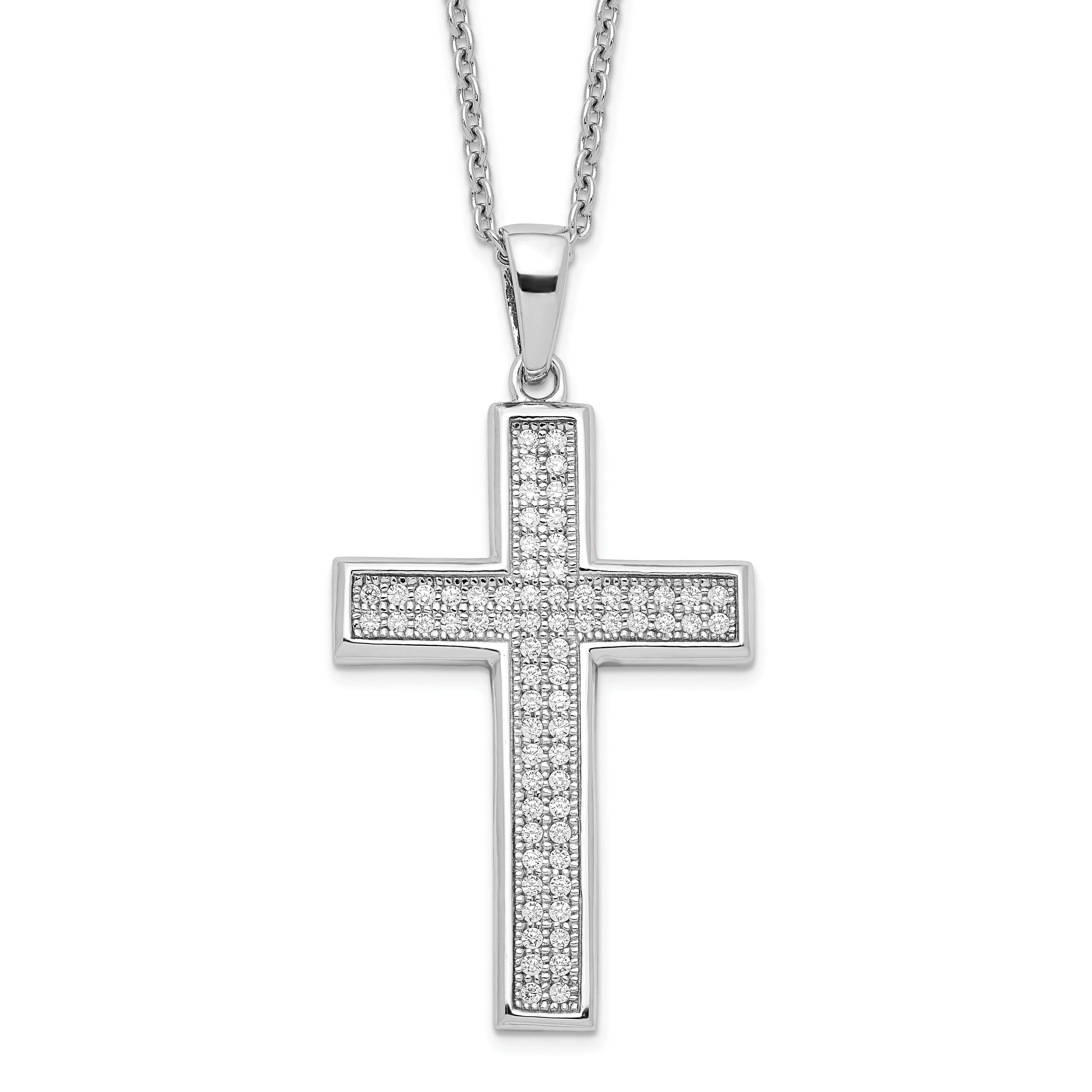 Sterling Silver Cubic Zirconia Cross Necklace