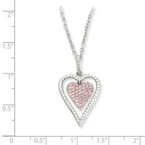 Sterling Silver Cubic Zirconia Heart Necklace