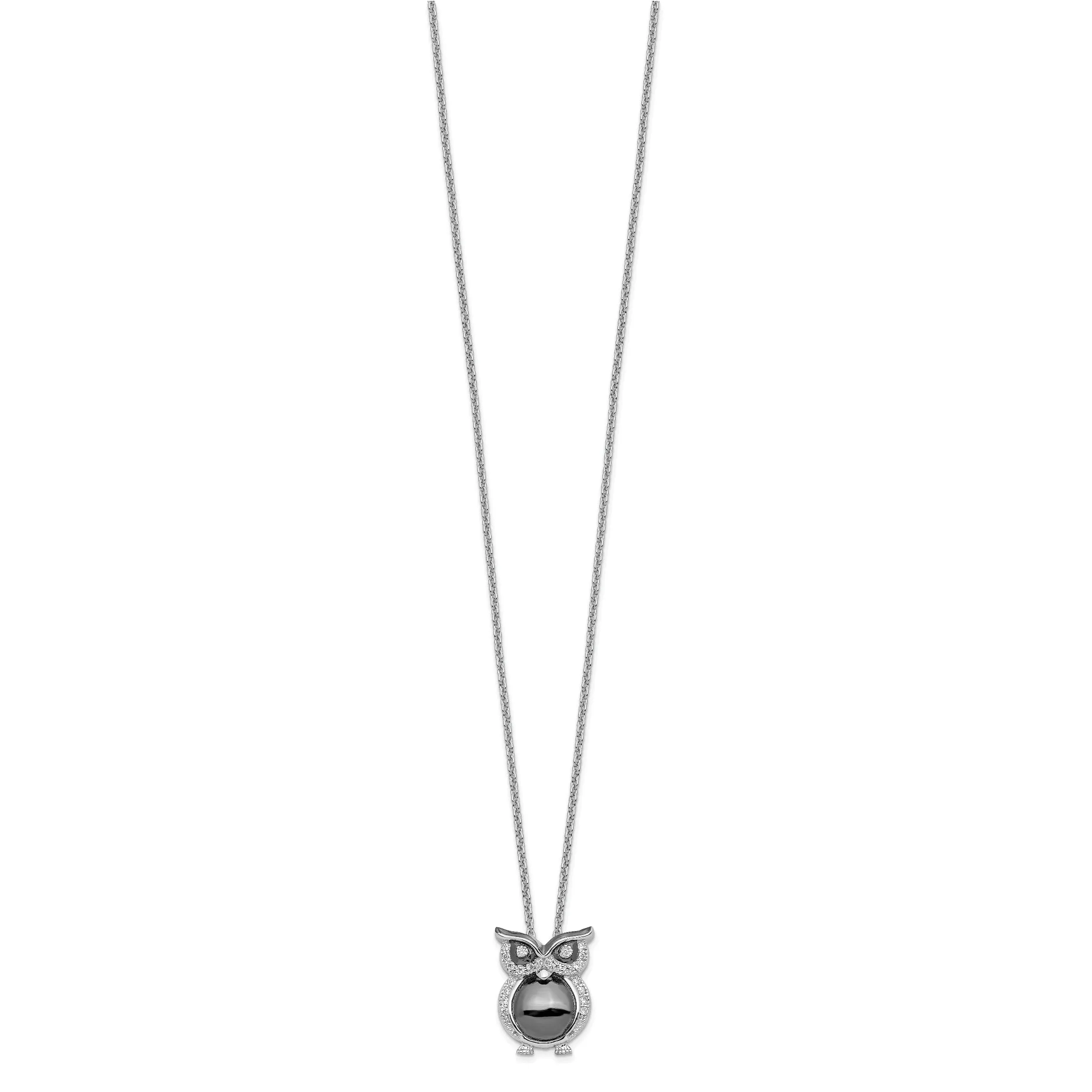 Sterling Silver Cubic Zirconia Owl Necklace
