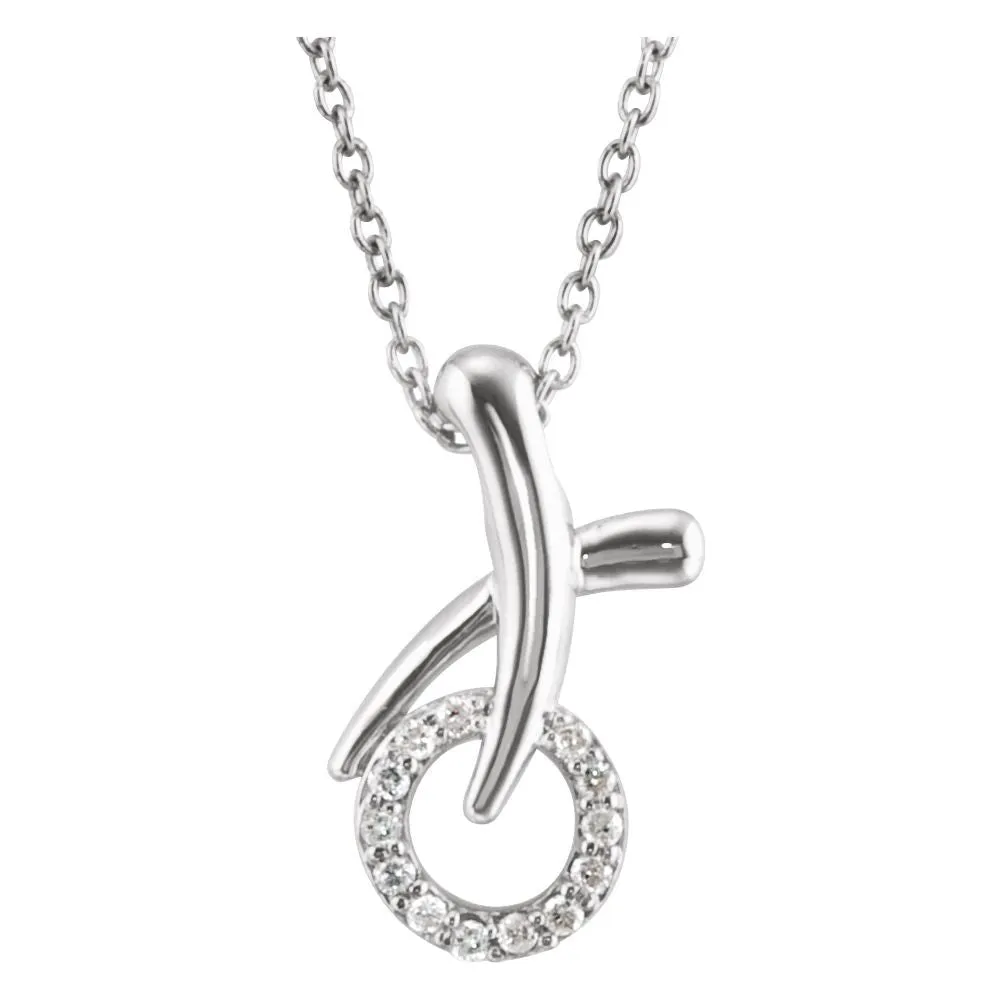 Sterling Silver Diamond "XO" Necklace