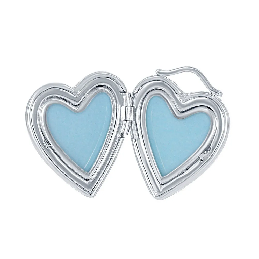 Sterling Silver Floral Design Heart Locket With Chain