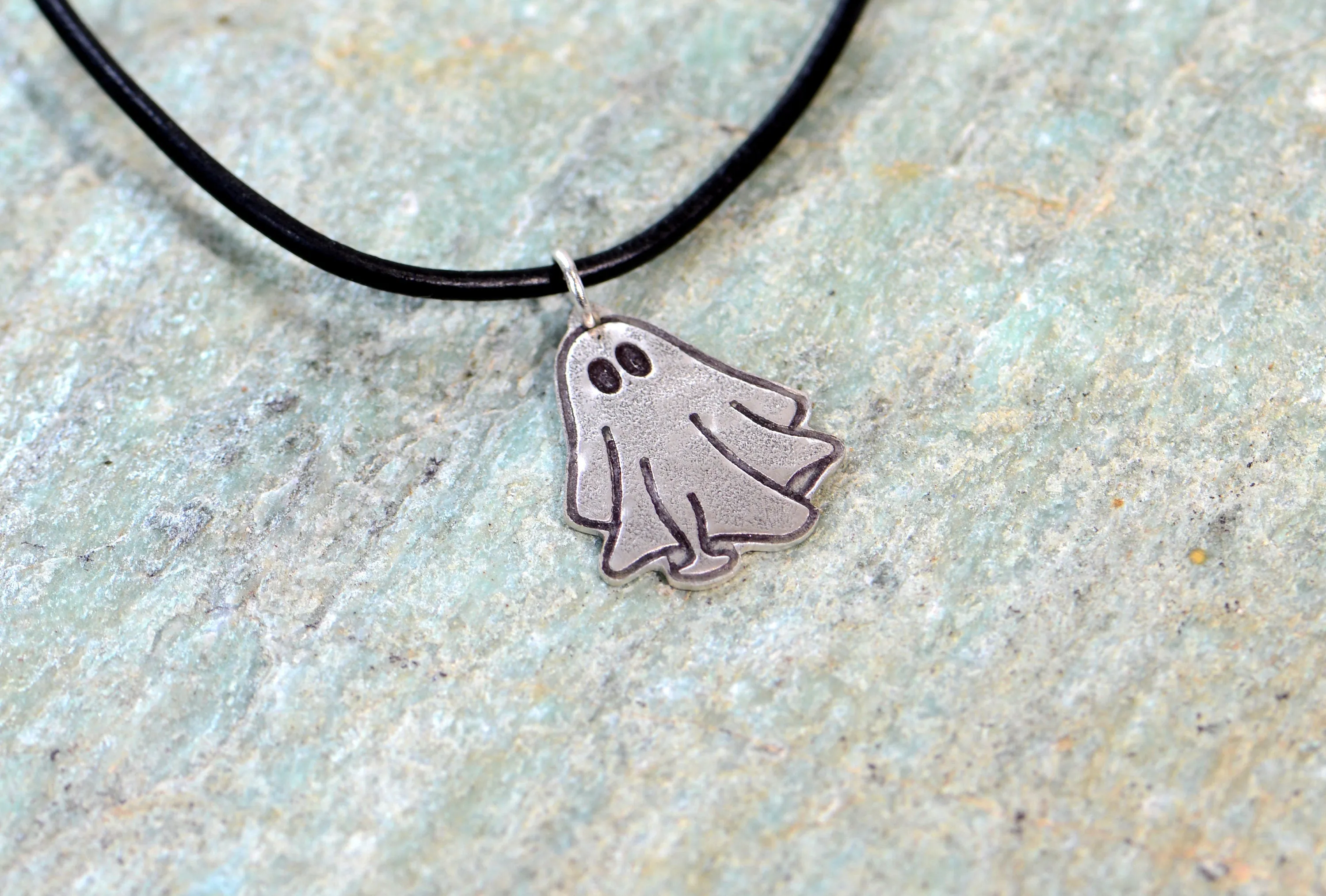 sterling silver ghost charm necklace