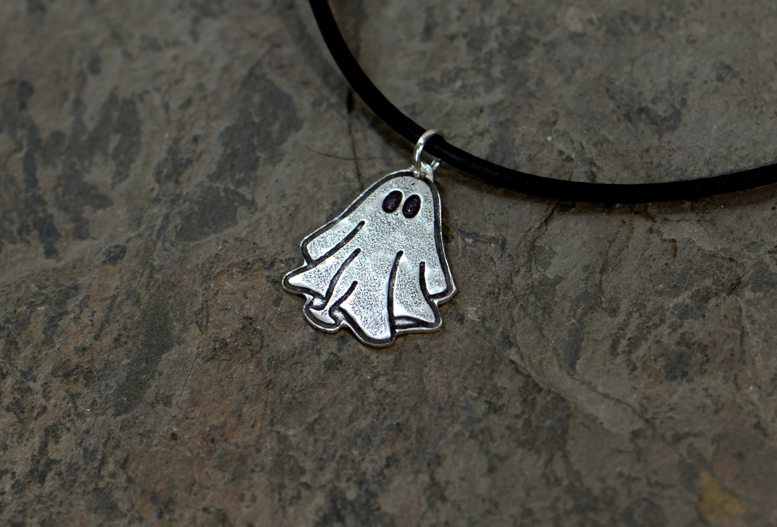 sterling silver ghost charm necklace