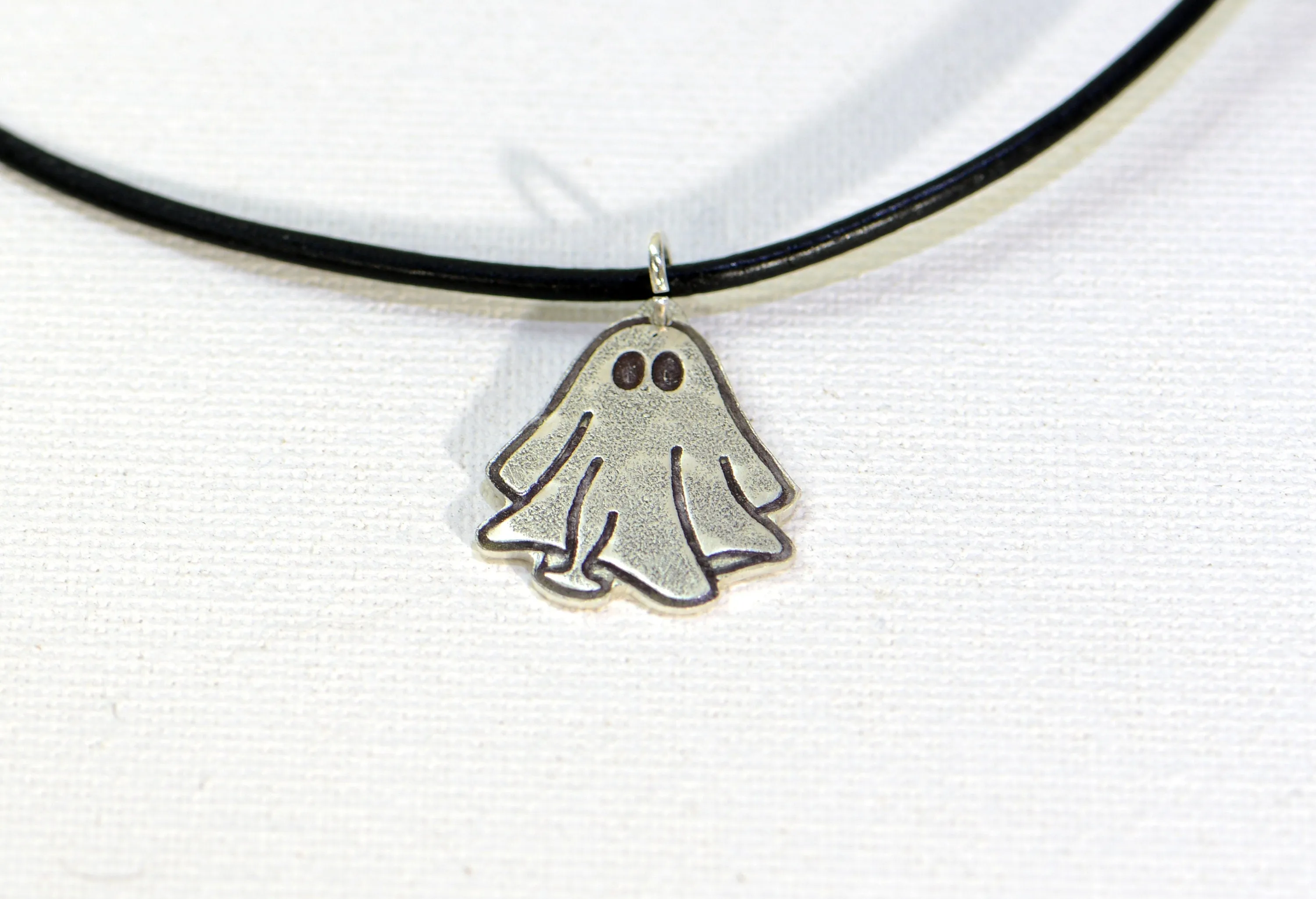 sterling silver ghost charm necklace