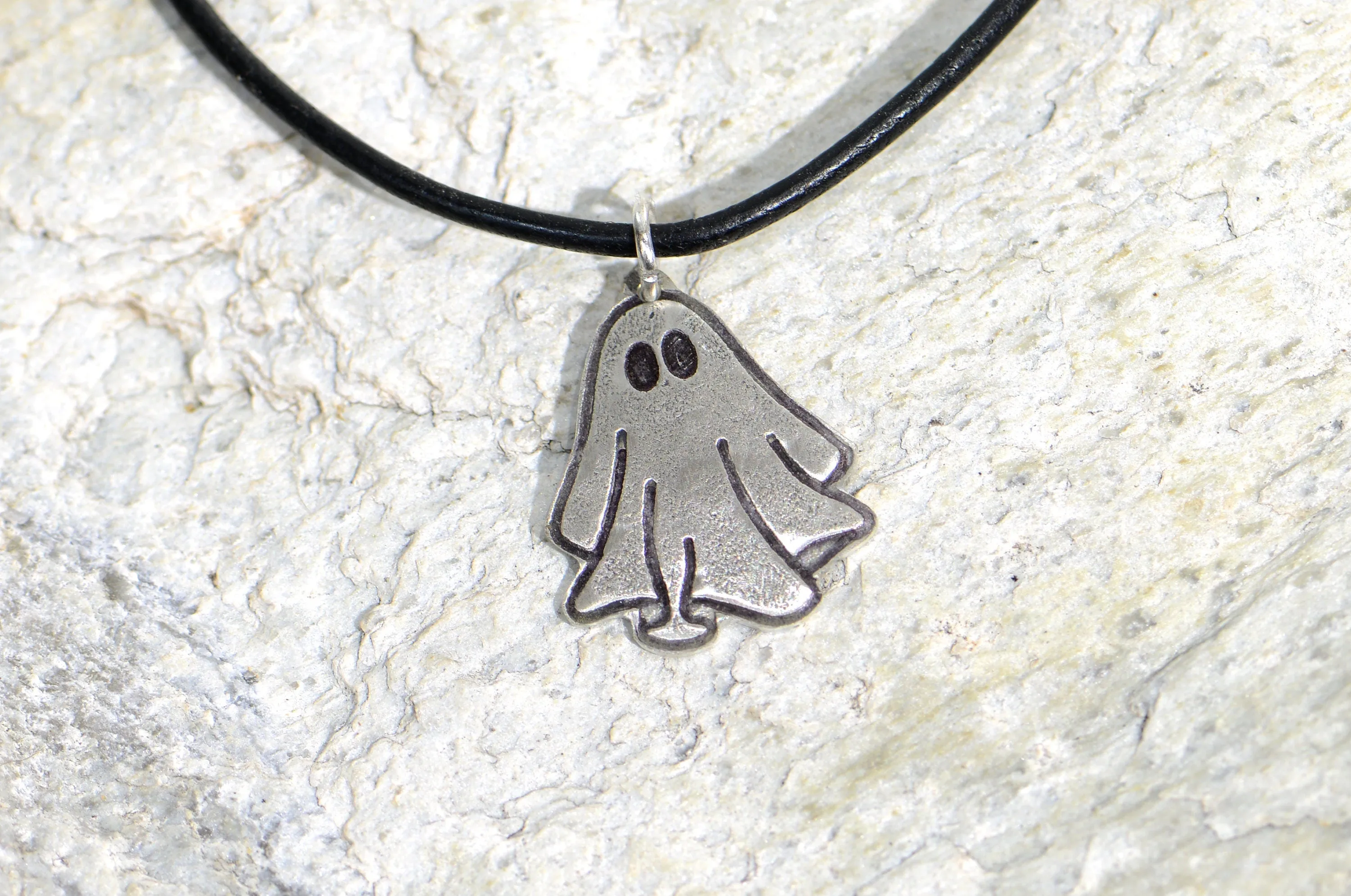 sterling silver ghost charm necklace