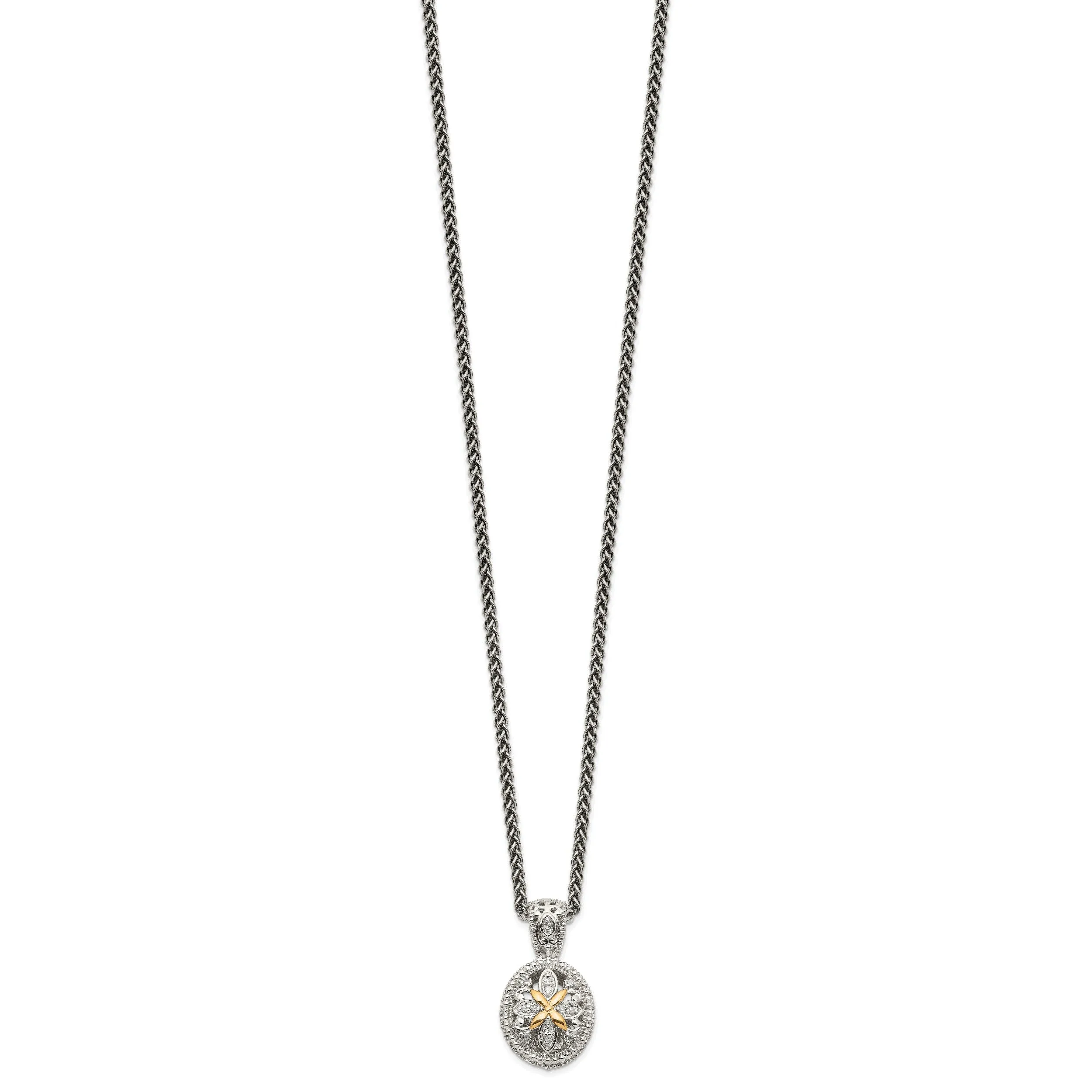 Sterling Silver Gold Diamond Necklace
