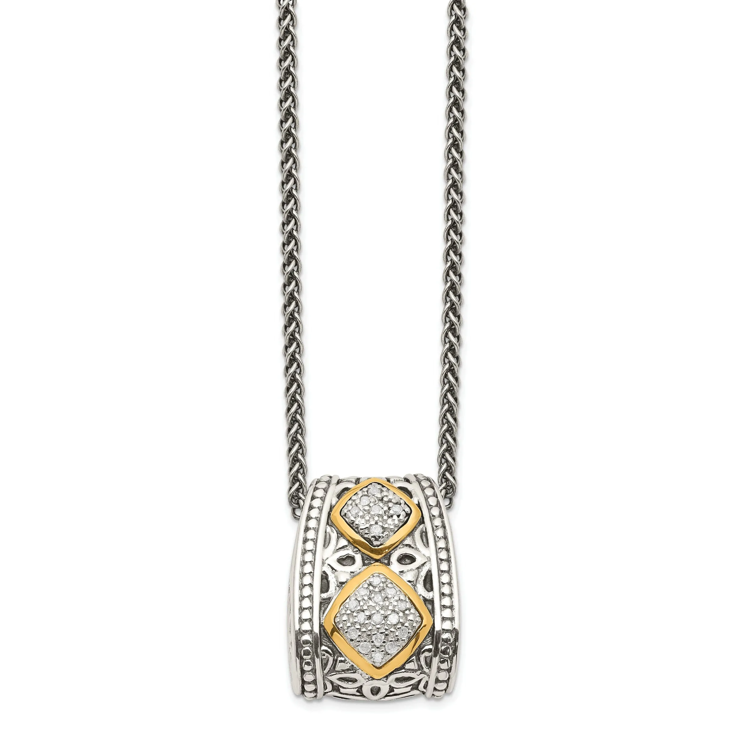 Sterling Silver Gold Diamond Pendant Necklace