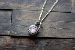 Sterling Silver Mini Pendant with Iridescent White Fused Glass Accent